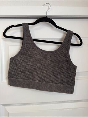 PINK Victoria's Secret Grey Waffle Knit Crop Tank